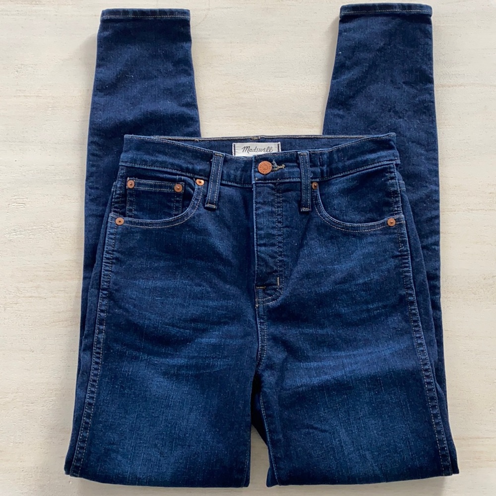 MADEWELL 10” high riser skinny skinny dark wash blue jeans 26